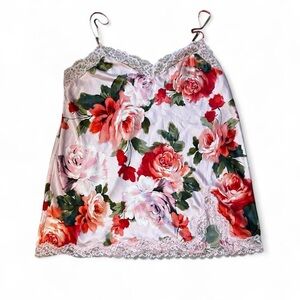 Coquette Dainty Floral Lace Trim Chemise Pajama Top Joyspun Womens XL (16-18)